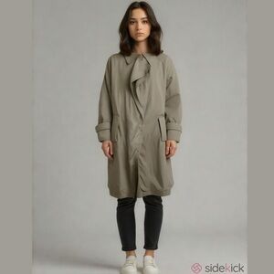 NWT Elie Tahari Open-front Casual Trench Coat S Beige/Cream